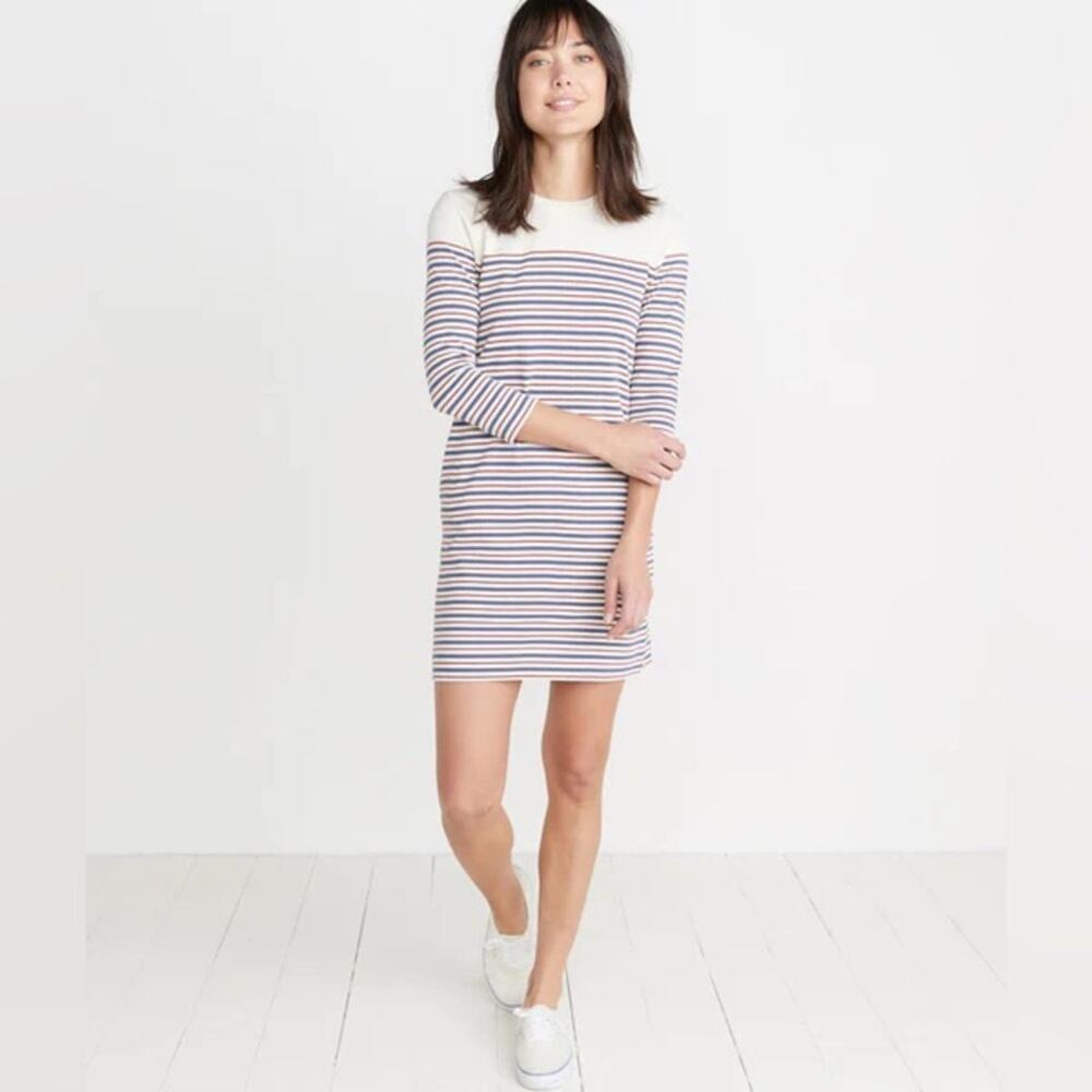 Marine Layer April Dress medium 3/4 long sleeve nautical patriotic knee length - Picture 2 of 8